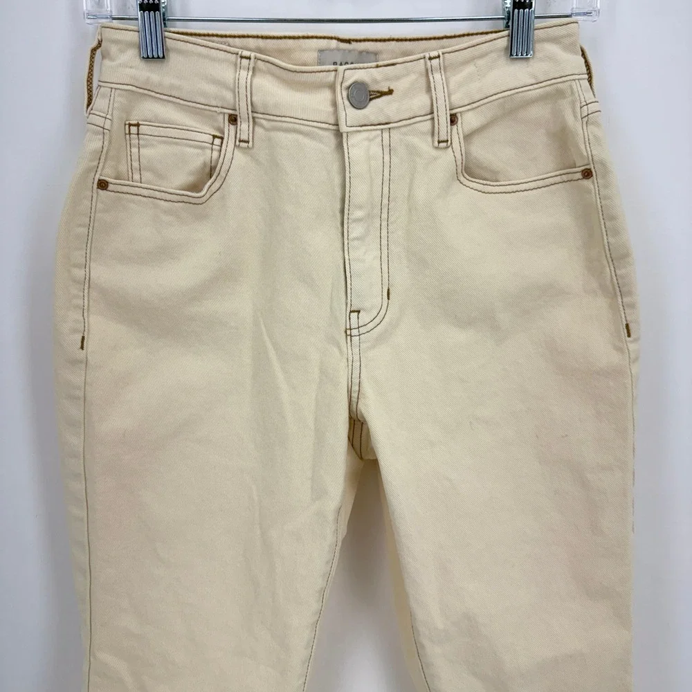 PacSun Stretch Mom Jeans Cream Tan High Rise Tapered Denim Size 26 - Picture 12 of 15